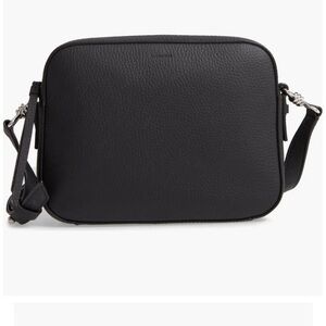 All Saints Captain Lea Leather Crossbody Bag Color Black Pebble